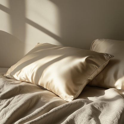 Lunérie™ Champagne Jedwabna Poszewka na Poduszkę